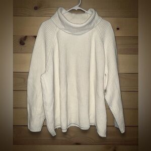 Lands'‎ End 100% Cotton White Knit Sweater size 3X (24W/26W)